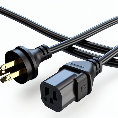NEMA 5-15P έως 5-15R Δυναμικό καλώδιο 1FT 2FT για τροφοδοσία ηλεκτρικού ρεύματος υπολογιστών