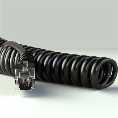 RJ11 RJ12 Σπειροειδές τηλεφωνικό καλώδιο 6ft 24AWG 350MHz Προστατευμένο