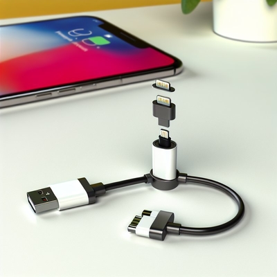 Μαγνητικό καλώδιο USB 3 σε 1, πλεγμένο νάιλον, Micro Type C 8 Pin