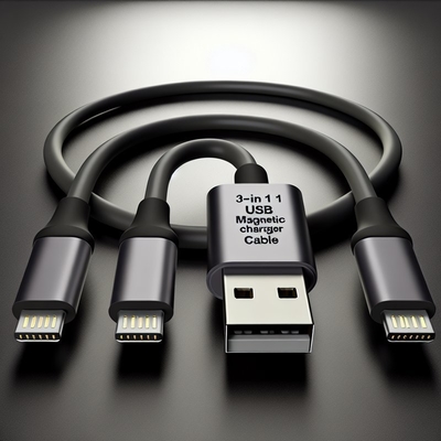 Μαγνητικό καλώδιο USB 3 σε 1, πλεγμένο νάιλον, Micro Type C 8 Pin