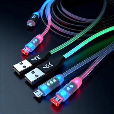 Κεφάλαιο φόρτισης USB τύπου C με πολύχρωμο φως