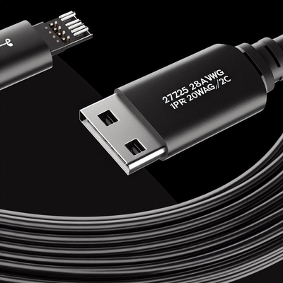 Καλώδιο δεδομένων USB 2.0 28AWG 1PR 20AWG 2C Άντρας σε θηλυκό 2A