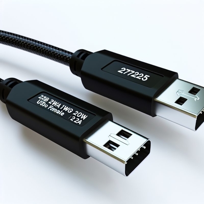 Καλώδιο δεδομένων USB 2.0 28AWG 1PR 20AWG 2C Άντρας σε θηλυκό 2A