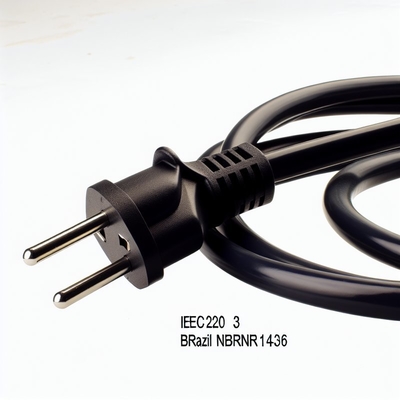 Βραζιλία NBR14136 IEC320 C5 3-pin καλώδιο ρεύματος 3x0.75mm2 1.8M Μαύρο