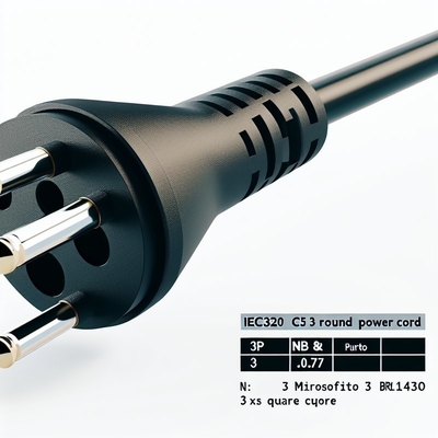 Βραζιλία NBR14136 IEC320 C5 3-pin καλώδιο ρεύματος 3x0.75mm2 1.8M Μαύρο