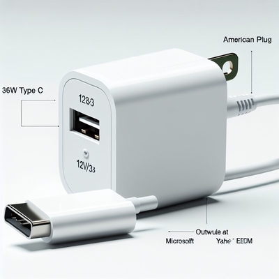 12V 3A τύπου C προσαρμογός ρεύματος 36W φορτιστή USB-C με παγκόσμια είσοδο
