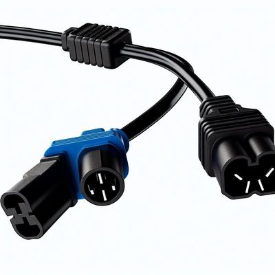 C14 σε διπλό καλώδιο διαίρεσης ισχύος C13 16AWG 10A 250V δεξιά γωνία
