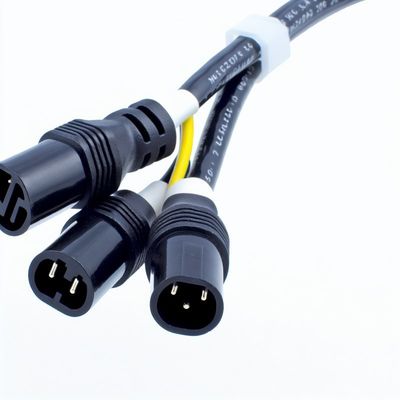C14 σε διπλό καλώδιο διαίρεσης ισχύος C13 16AWG 10A 250V δεξιά γωνία