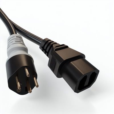 C14 σε διπλό καλώδιο διαίρεσης ισχύος C13 16AWG 10A 250V δεξιά γωνία
