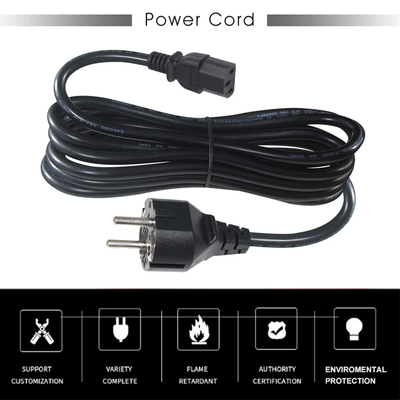 VDE 250V H05VV-F 3G1.0mm2 Schuko σε C13 καλώδιο ισχύος
