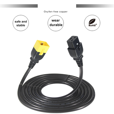 Καλώδιο ρεύματος IEC C20 σε C19 14 AWG 250V 16A Μαύρο PVC
