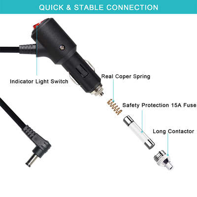 12V Car Power Outlet Extender Multi Socket Splitter Adapter DC Extension Cable για αναπτήρα τσιγάρων GPS Dash Cam