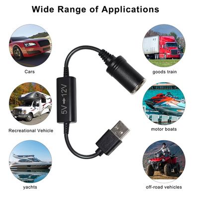 5V έως 12V USB Adapter Step up Converter Cable με Cigarette Lighter Socket Booster Cord για DVR αυτοκινήτου GPS Camera Router Fan LED