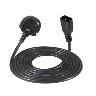 Καλώδιο τροφοδοσίας UK 3 Pin σε IEC C14 1M Μαύρο PVC Χάλκινο