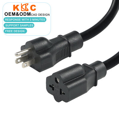 3 Core 14AWG / 12AWG 15A/20A Καλώδια επέκτασης φις NEMA 5-15 / 6-20 σε πρίζα για βιομηχανική χρήση με βαρέως τύπου αγωγούς