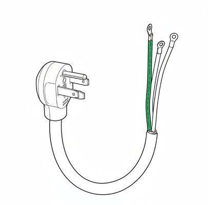 6AWG 125/250V 50A 3-πόλος NEMA 14-50 Plug to 10 Ring Lug 2m Power Cable Lead για την προμήθεια κουζίνας, οχήματος και RV Shore
