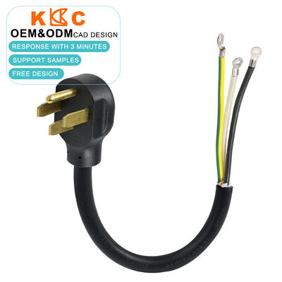 3 Πυρήνων 6AWG 50A 125/250V NEMA 14-50P σε Δακτυλιοειδείς Ακροδέκτες 0.5m Κοντό Καλώδιο Pigtail με Χυτευμένο Φις και Ενισχυμένη Ανακούφιση Τάσης